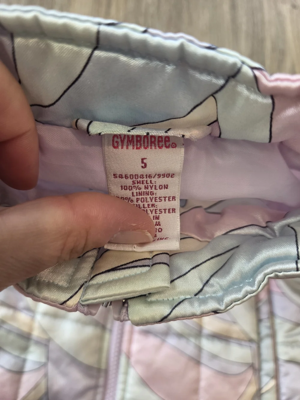Vintage Gymboree Girls Pastel Swirl Puffer Jacket Size 5 Y2K Quilted Coat